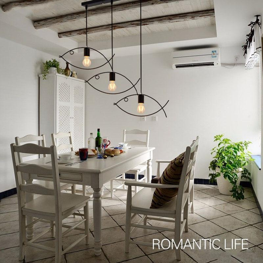 Nordic minimalist retro clothing store creative personality small fish chandelier bar restaurant wrought iron single three head