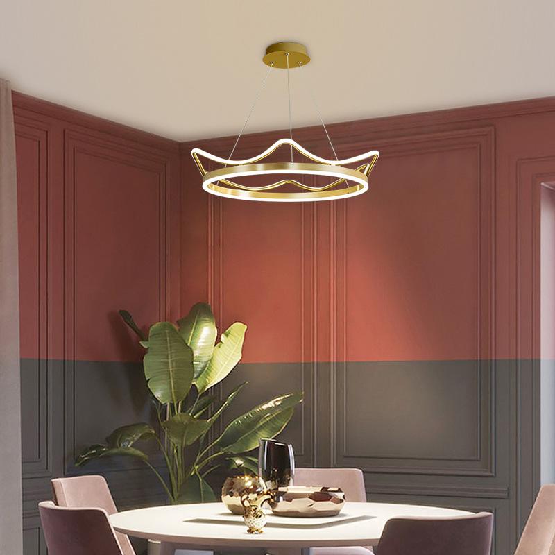 The Living Room Is Simple with Modern Crown Led Chandeliers