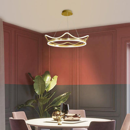 The Living Room Is Simple with Modern Crown Led Chandeliers