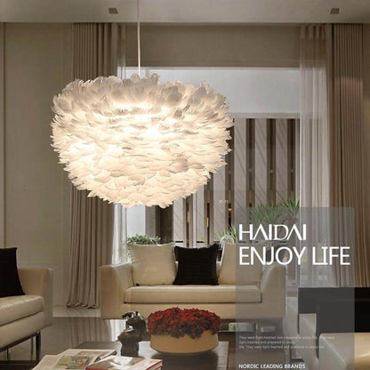 Loft Modern White Nature Goose Feather Pendant Lights Romantic E27 Led Pendant Lamps For Home Restaurant Bedroom Living Room