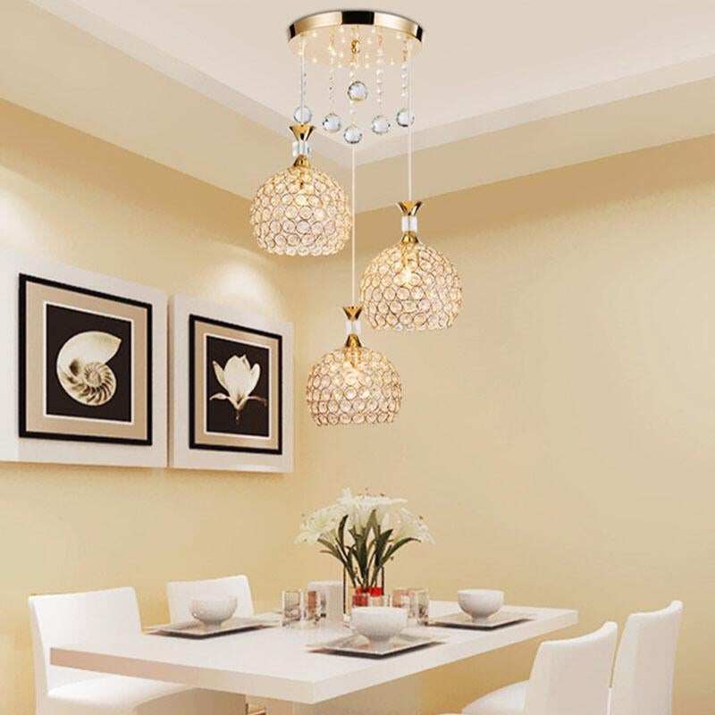 Modern Simplicity Style Indoor Decorations Pendant Lamp E27 LED Crystal Pendant Lights For Restaurant 3 Heads Hanging Light