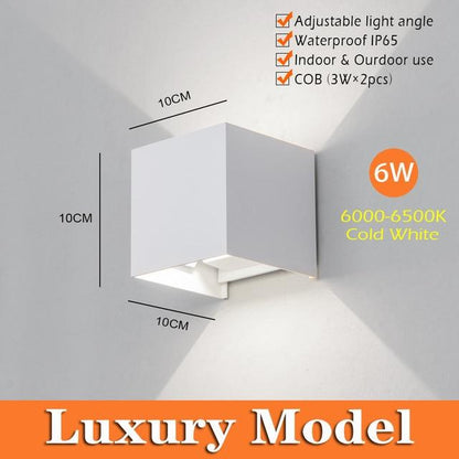 6W LED Wall Lamp IP65 Waterproof Indoor & Outdoor Aluminum Wall Light Surface Mounted Cube LED Garden Porch Light
