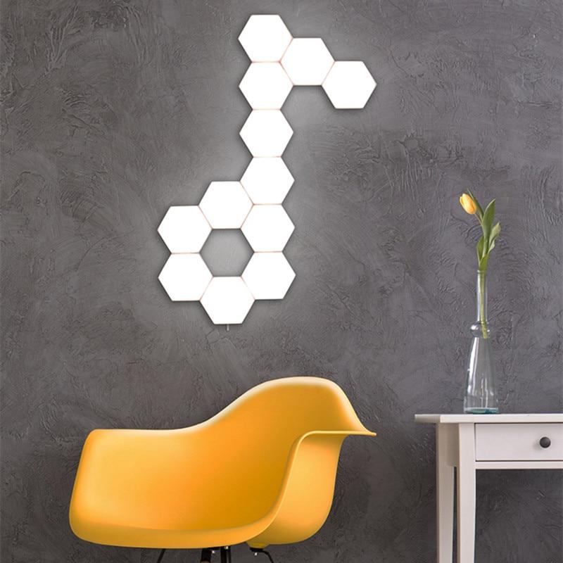 1-65 Pieces DIY Wall Lamp Touch Switch Quantum Lamp LED Hexagonal Lamps Modular Creative Decoration Wall Lampara