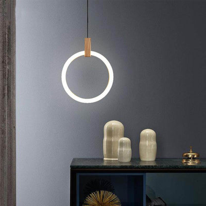 Modern 1/3/6Heads Led Chandeliers Wood Acrylic Ring Chandelier For LOFT Decor