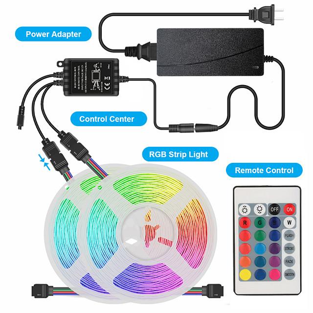 LED Strip Lights 65ft 2x10m WIFI App Intelligent Control 5050 RGB LED Smart Strip Light with IR 24 Key Controller or DC12V Adapter Kit