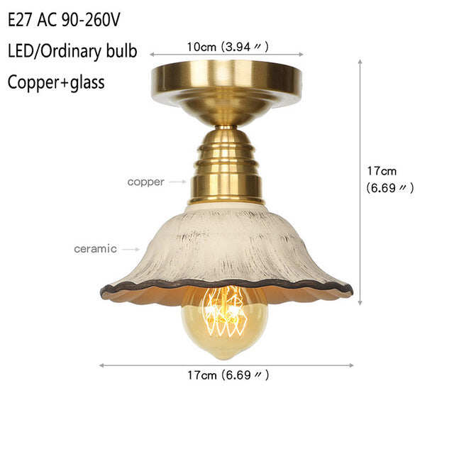 9 Style Modern Minimalist LED Copper Ceiling Lamp Bedroom Corridor Kitchen Decoration Lamp Cafe Garden Living Room Ceiling Light