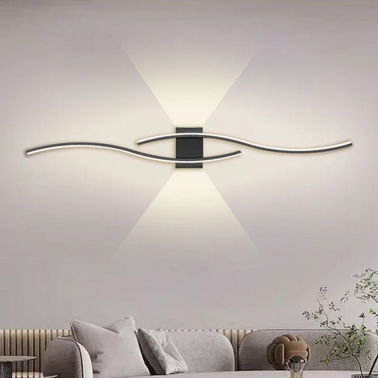 Modern LED Strip Wall Lamp Double Curve Remote Control Light Bedside Decor Black Gold Wall Sconces Living Room Bedroom