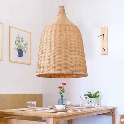 Hand Woven Rattan Pendant Light Japan Style Hanging Lamp E27 For Restaurant Bedroom Rustic Art Industrial Lamps Creative LED
