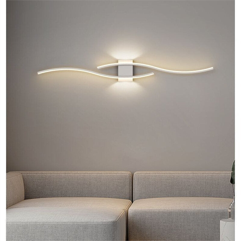 Modern LED Strip Wall Lamp Double Curve Remote Control Light Bedside Decor Black Gold Wall Sconces Living Room Bedroom