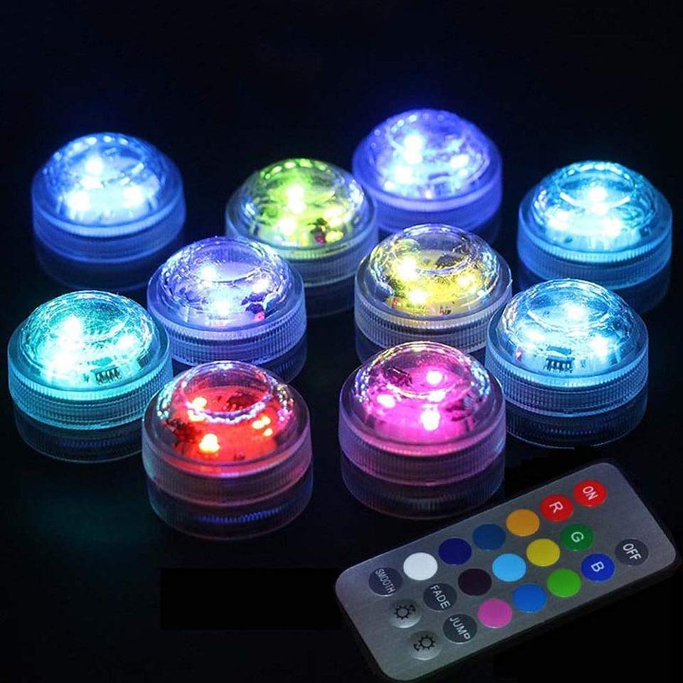 Battery Powered RGB Submersible LED Light IP68 Waterproof Underwater Led Light Night Lamp for Fish Tank Pond Wedding Party Light