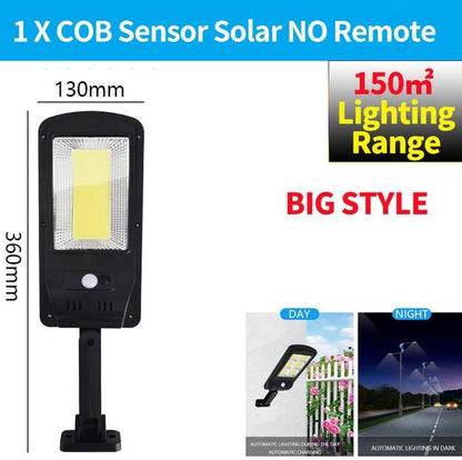 300W Remote Control Upgraded COB Solar Light PIR Motion Sensor IP65 Outdoor Solar Wall Street Light Waterproof Lamp