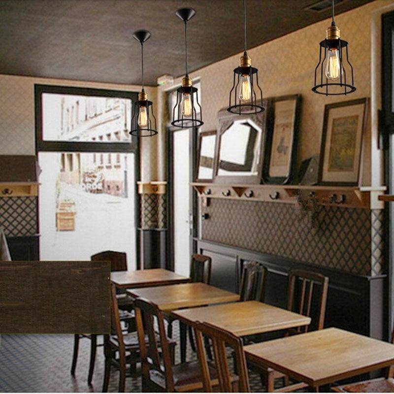Industrial Vintage Brushed Iron Cage Edison Light Island Light retro Pendant Light