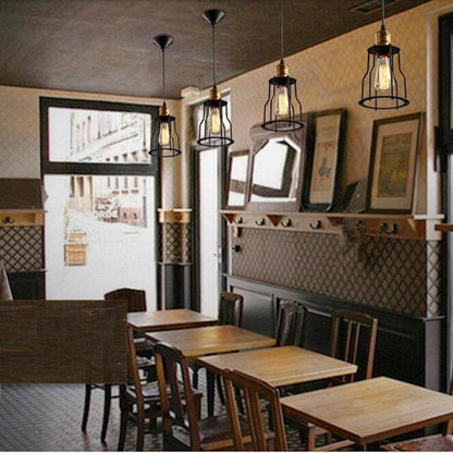 Industrial Vintage Brushed Iron Cage Edison Light Island Light retro Pendant Light