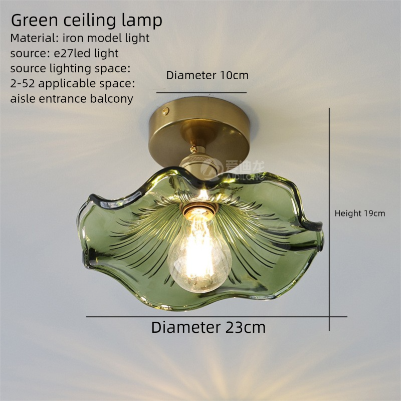 A Single-head Green Lotus and Leaf Pendant Lamp in The Bedroom Dining Room Bar Counter and Entrance Hall