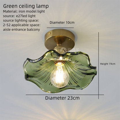 A Single-head Green Lotus and Leaf Pendant Lamp in The Bedroom Dining Room Bar Counter and Entrance Hall