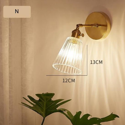 Nordic Retro Livingroom Bedroom Bedside Full Copper Wall Lamp