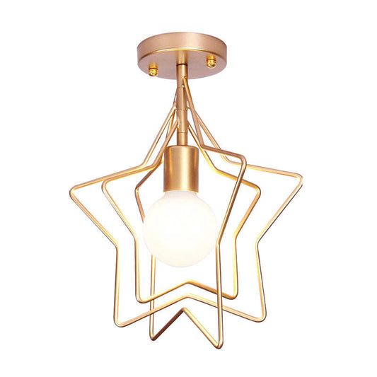Vintage Ceiling Lights Iron Black/Golden Ceiling Lamp Retro Cage Lighting