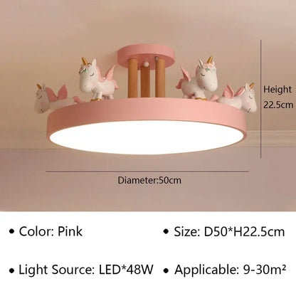 Modern Unicorn Design LED Ceiling Lamp for Living Dining Room Children's Room Sofa Chandelier Simple Fixture