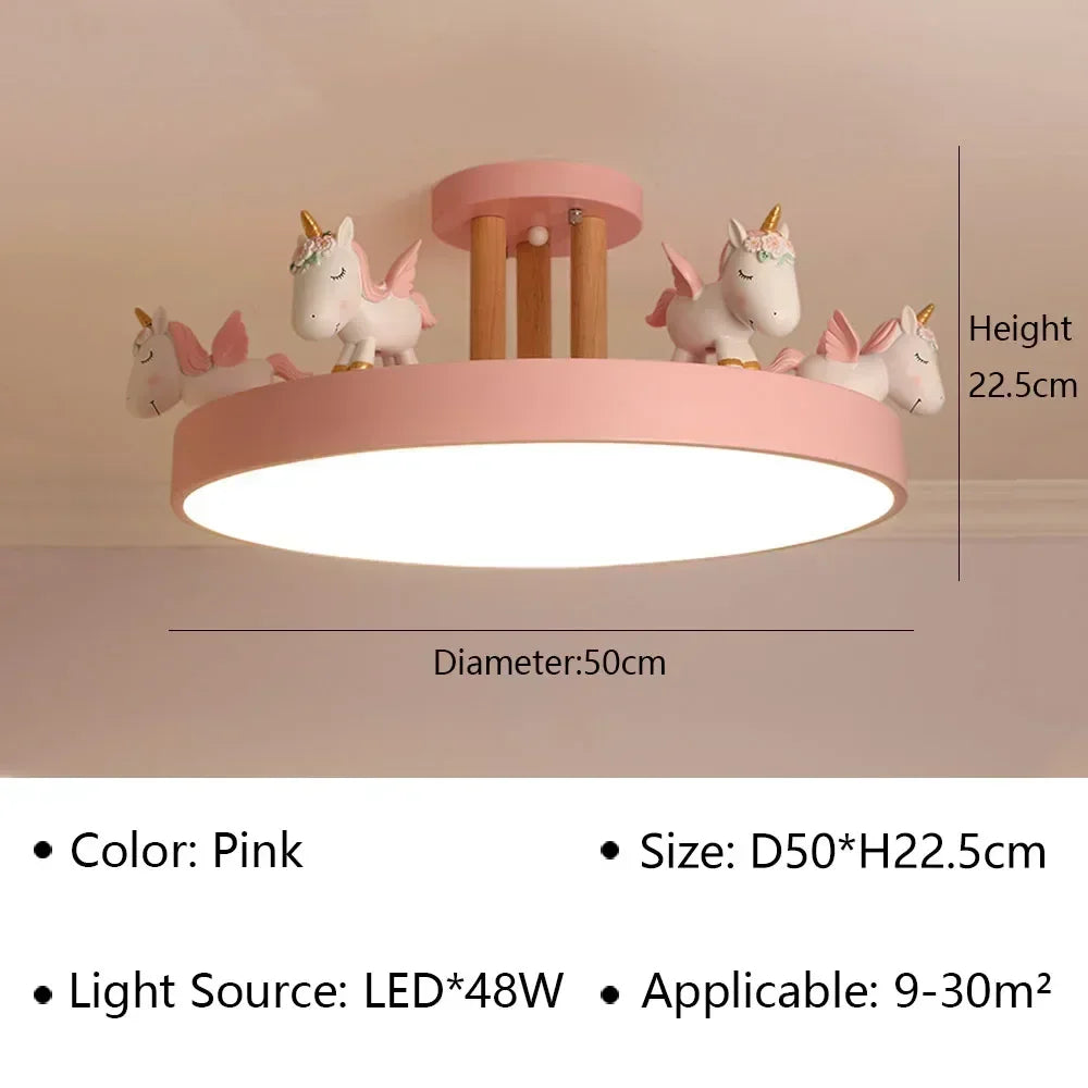 Modern Unicorn Design LED Ceiling Lamp for Living Dining Room Children's Room Sofa Chandelier Simple Fixture