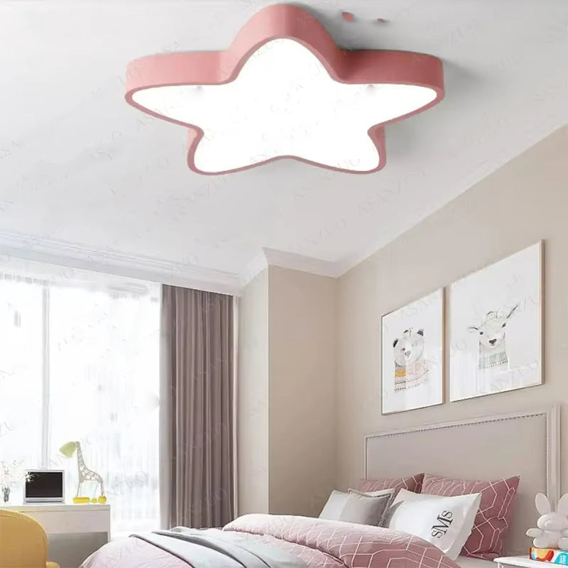 Children's Room Study Lamp Warmromantic Princess Five-pointed Star Ceiling Lamp
