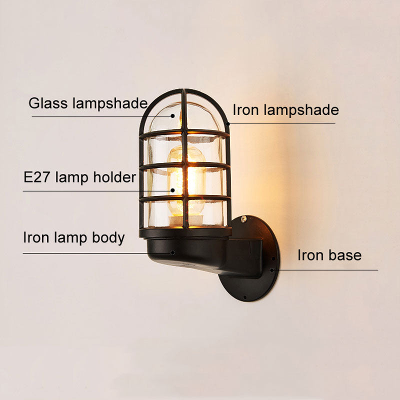 Retro Glass Wall Light Industrial Outdoor Indoor Waterproof LED Wall Lamp Bar Cafe Decora Lighting