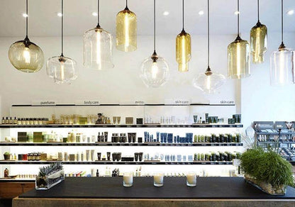 Modern Loft E27 Glass Bowl Pendant Lights Colorful Simple Hanging Lamps For Kitchen Living Room Bedroom Restaurant Hotel Room