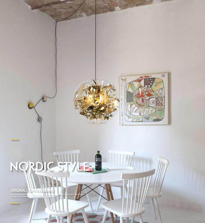 Nordic Glass Ball Flower Pendant Light LED E27 With 4 Colors Loft Modern Hanging Lamp For Living Room Bedroom Kitchen Restaurant