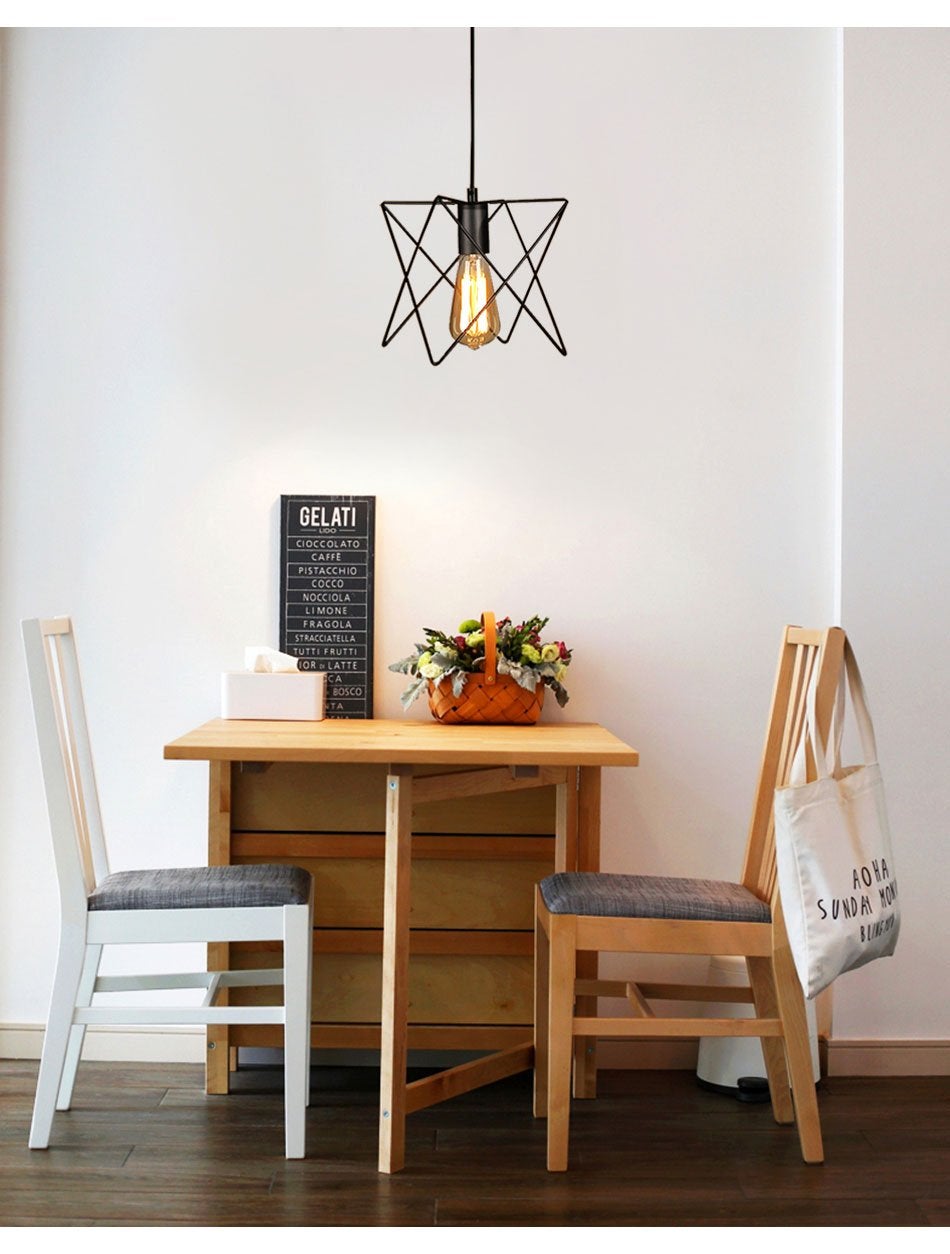 Modern Pendant Light Black Iron Hanging Cage Vintage Led Lamp E27 Industrial Loft Retro Dining Room Restaurant Bar Counter
