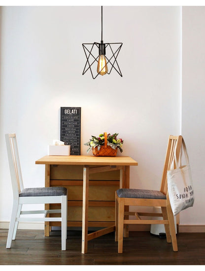 Modern Pendant Light Black Iron Hanging Cage Vintage Led Lamp E27 Industrial Loft Retro Dining Room Restaurant Bar Counter