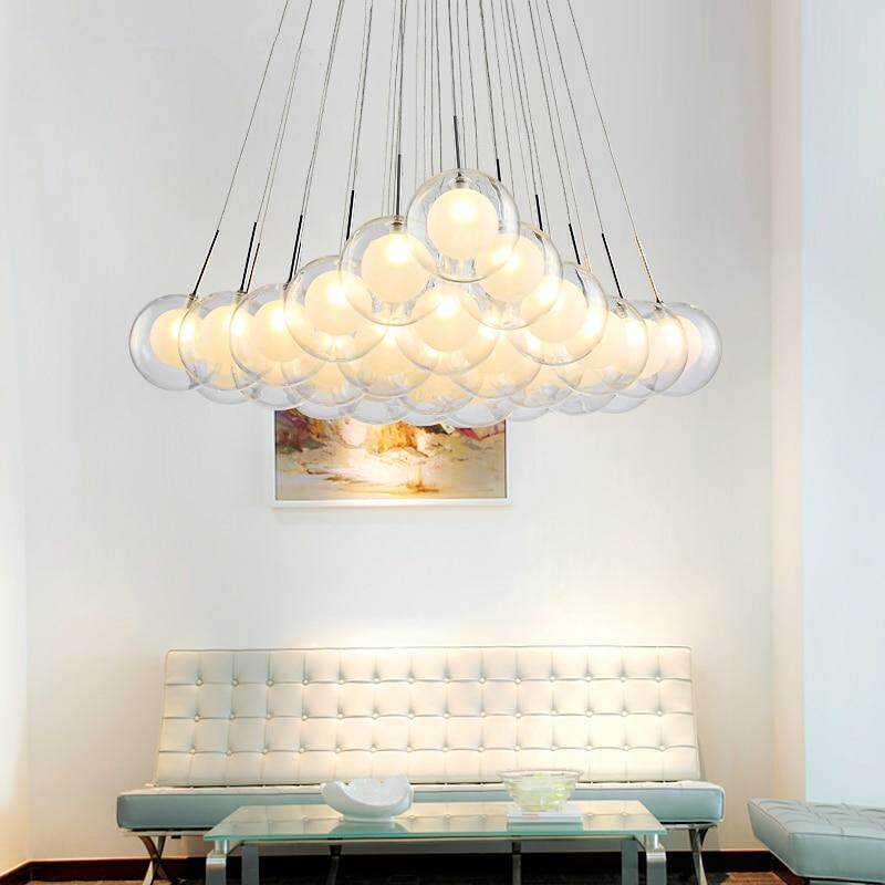 Modern LED Chandelier Lighting Nordic Glass Ball  Lamp Living Room Hanging Lights Home Deco Dining Room Bedroom Fixtures