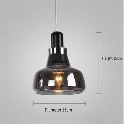 LED Chandelier Modern Minimalist Smoke Gray Glass Restaurant Bar Bedroom Bedside Single Head Pendant Lamp Indoor Lighting