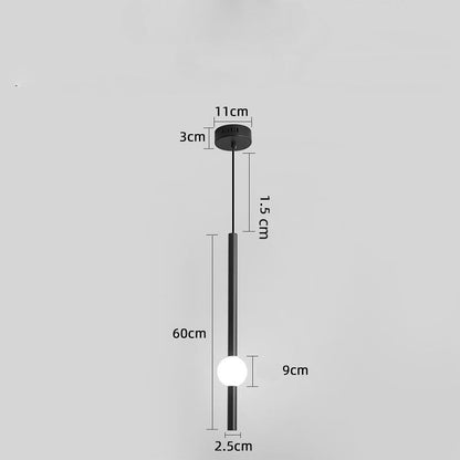 Nordic Bedside Chandelier Modern Simple Living Room Background Wall Bar Long Line Chandelier Bedroom Single Head Tooling Small Chandelier