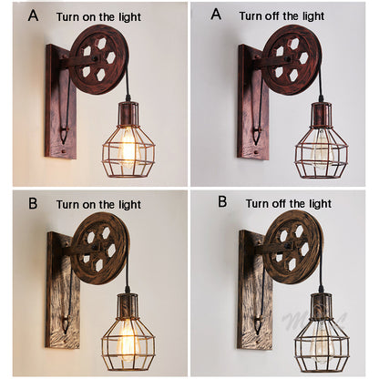 Vintage Wall+Lamps led lamp wall sconces Retro Wall Light fixtures Lifting Pulley bedroom lamp American Industrial mirror light
