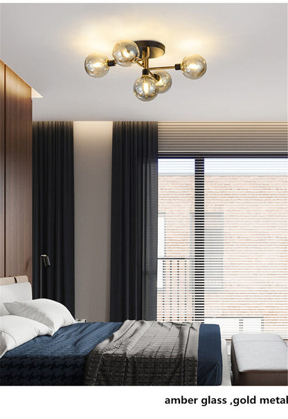 Europe LED Ceiling Lamp 5 Glass Ball LED Blub Indoor Lighting Modern Bedroom Dining Room Shop Porch Decoration Light Fixture