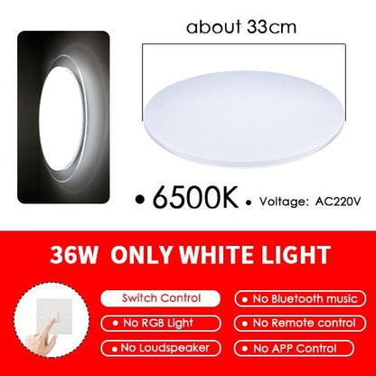 LED Music Ceiling Light RGB Bluetooth Speaker Lamp Home Party Bedroom 36W 40W  Remote Dimmable APP Smart Colorful Lighting