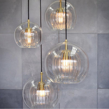 All Copper Dining Room Chandelier Small Table Lamp Household Creative Glass Duplex Staircase Nordic Dining Room Lamp