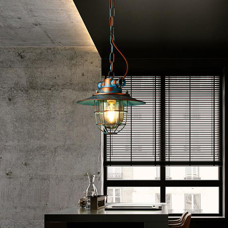 American Retro Industrial Vintage Waterproof Pendant Lamp Chain Loft Ceiling Hanging Lights Iron Glass Metal Cage