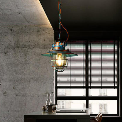 American Retro Industrial Vintage Waterproof Pendant Lamp Chain Loft Ceiling Hanging Lights Iron Glass Metal Cage