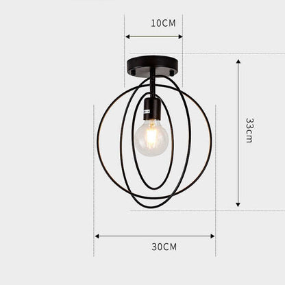 Vintage Ceiling Lights Iron Black/Golden Ceiling Lamp Retro Cage Lighting