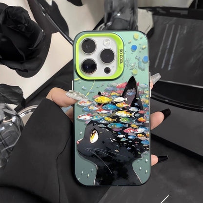 Luxury Cat Animal Phone Case For iPhone 16 Pro Max 13 11 15 14 12 16promax 15promax Hard Matte IMD Funda Cover