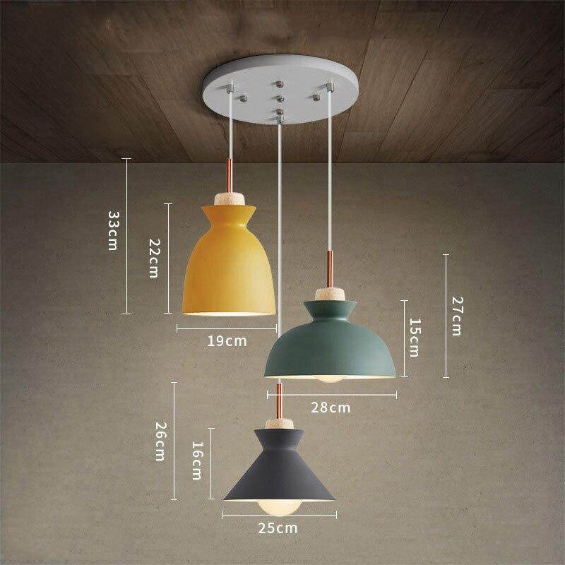 Nordic simple modern bedroom personality bar creative wrought iron color dining restaurant chandelier solid wood lamp