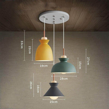 Nordic simple modern bedroom personality bar creative wrought iron color dining restaurant chandelier solid wood lamp