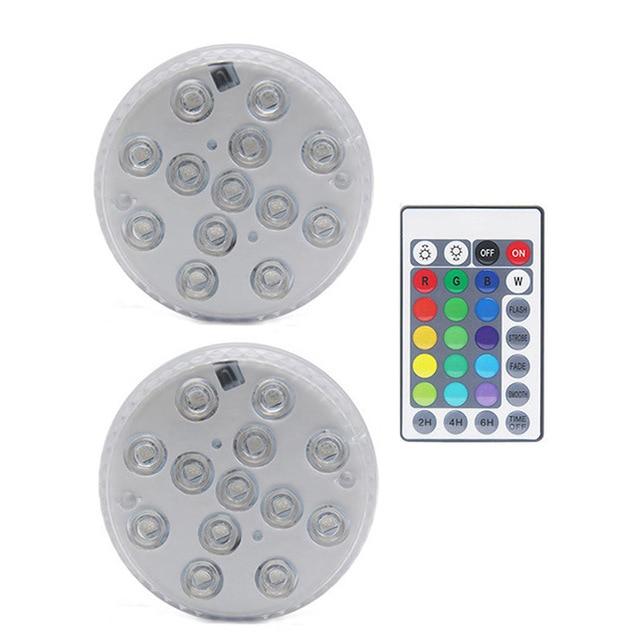 Upgrade 13 LED RGB Submersible Light With Magnet and Suction Cup Swimming Pool Light Underwater Tea Night Light for Pond