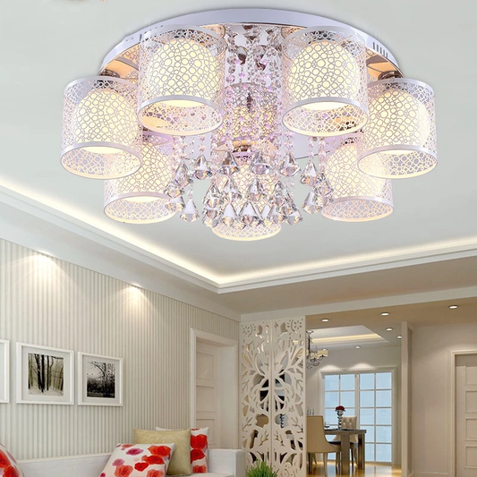 New Round LED Crystal Pendant Light For Living Room Indoor Lamp With Remote Controlled Luminaria Home Decoration