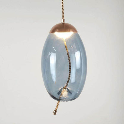 Modern Loft Industrial Lamp Blue Glass Pendant Light LED Art Deco Nordic White Hang Lamp For Living Room Kitchen Bedroom Parlor