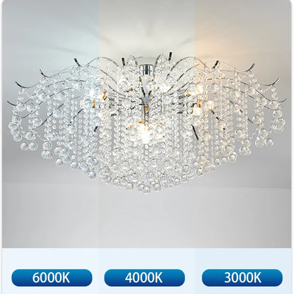 Modern Luxury Crystal Chandelier for Living Dining Room Bedroom Decoration Silver Led Ceiling Lamp Indoor Lighting