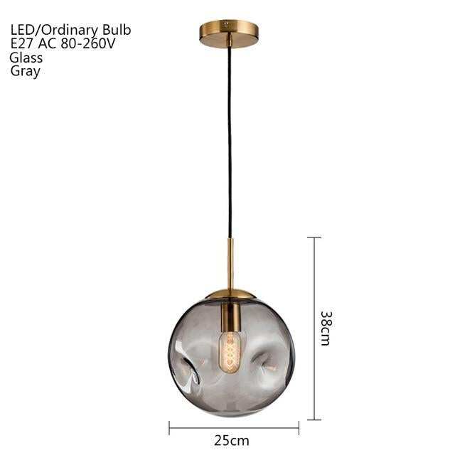 Modern Loft Glass Ball Pendant Light LED E27 Nordic Hanging Lamp With 2 Colors For Living Room Restaurant Bedroom Lobby Kitchen