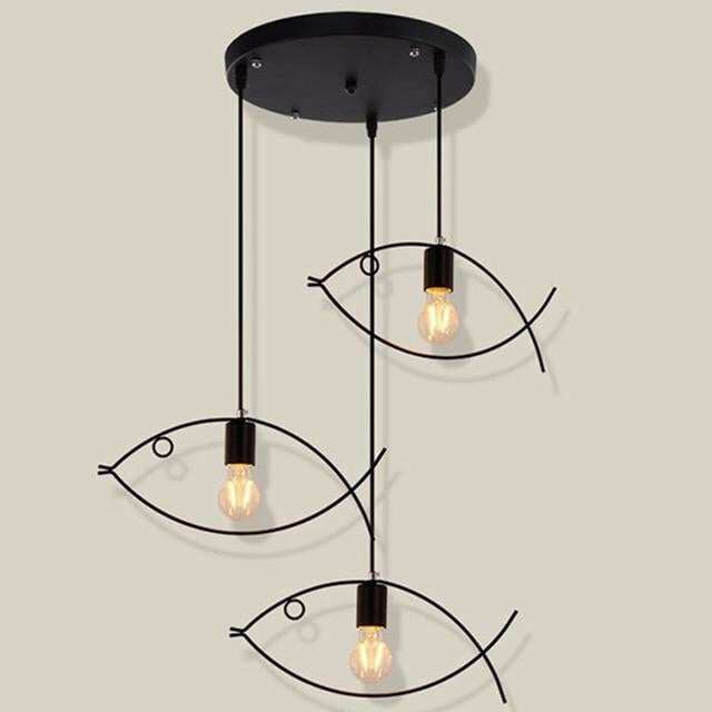 Nordic minimalist retro clothing store creative personality small fish chandelier bar restaurant wrought iron single three head