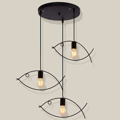 Nordic minimalist retro clothing store creative personality small fish chandelier bar restaurant wrought iron single three head