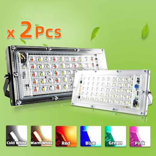2pcs LED Flood Light 50W 100W RGB Floodlight IP65 Waterproof Outdoor Street Spot Wall Reflector Lighting Garden Spotlight